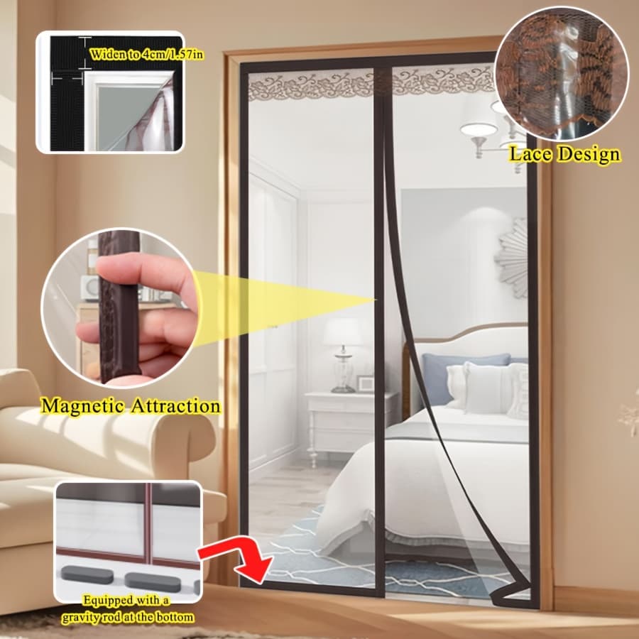 Pet Friendly Magnetic Thermal Insulation Door Curtain Auto Close Anti Heat Windproof EVA Air Conditioning Screen Curtain For Home Balcony Bedroom