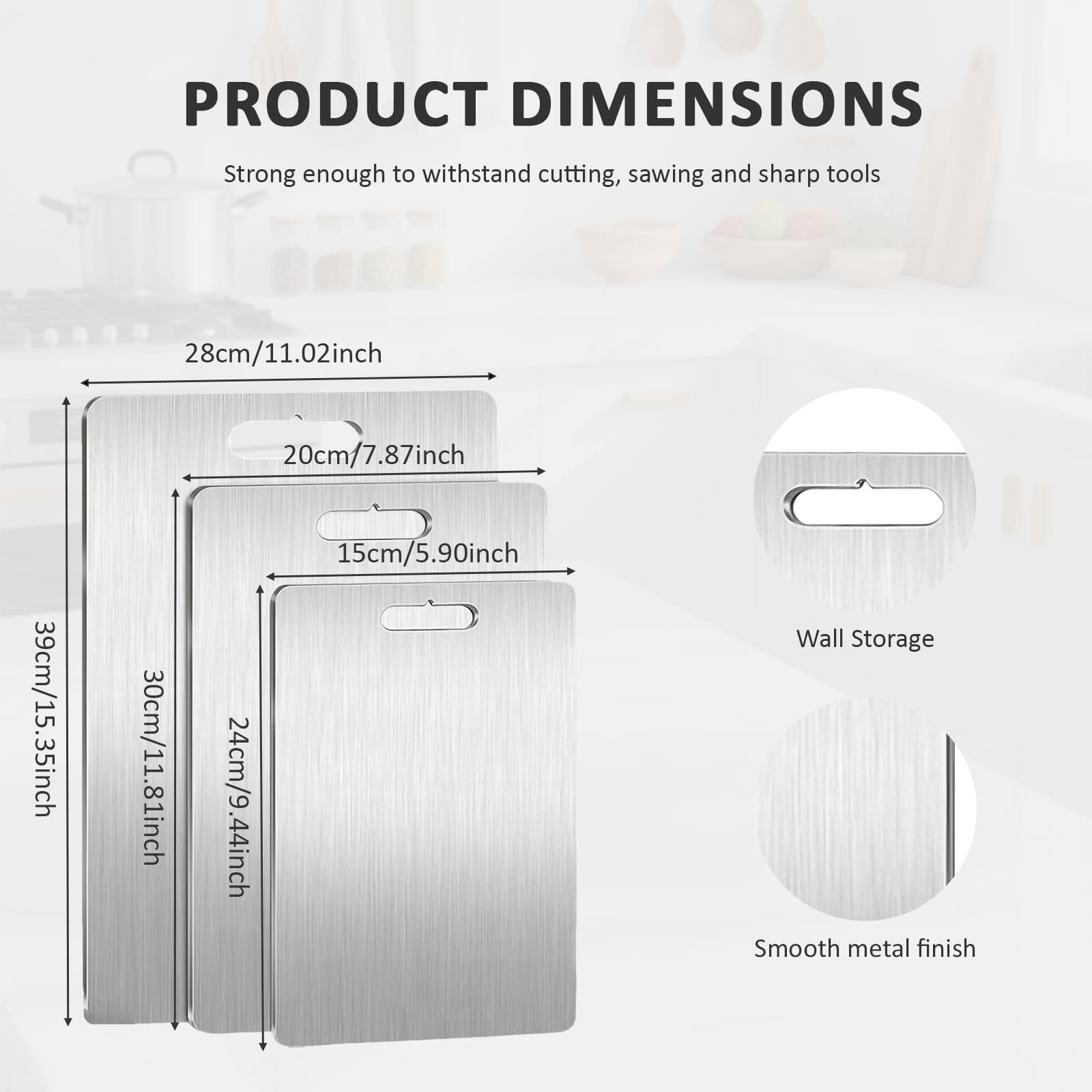 3 Piece Pure Titanium Cutting Board Set Double Sided Metal Chopping Boards For Meat And Vegetables