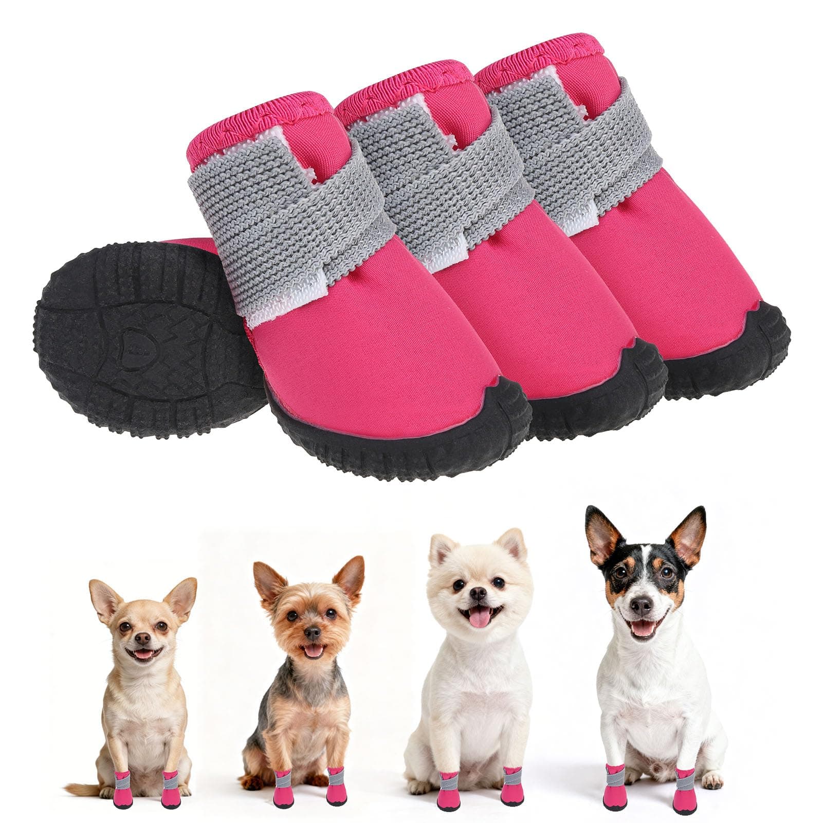 Dog Shoes Small Size Dogs,Breathable Summer Dog Booties & Paw Protectors For Hot Pavement,Anti-Slip Sole Puppy Dog Boots For Hardwood Floors, Outdoor Walking Running,Maltese Yorkie Chihuahua