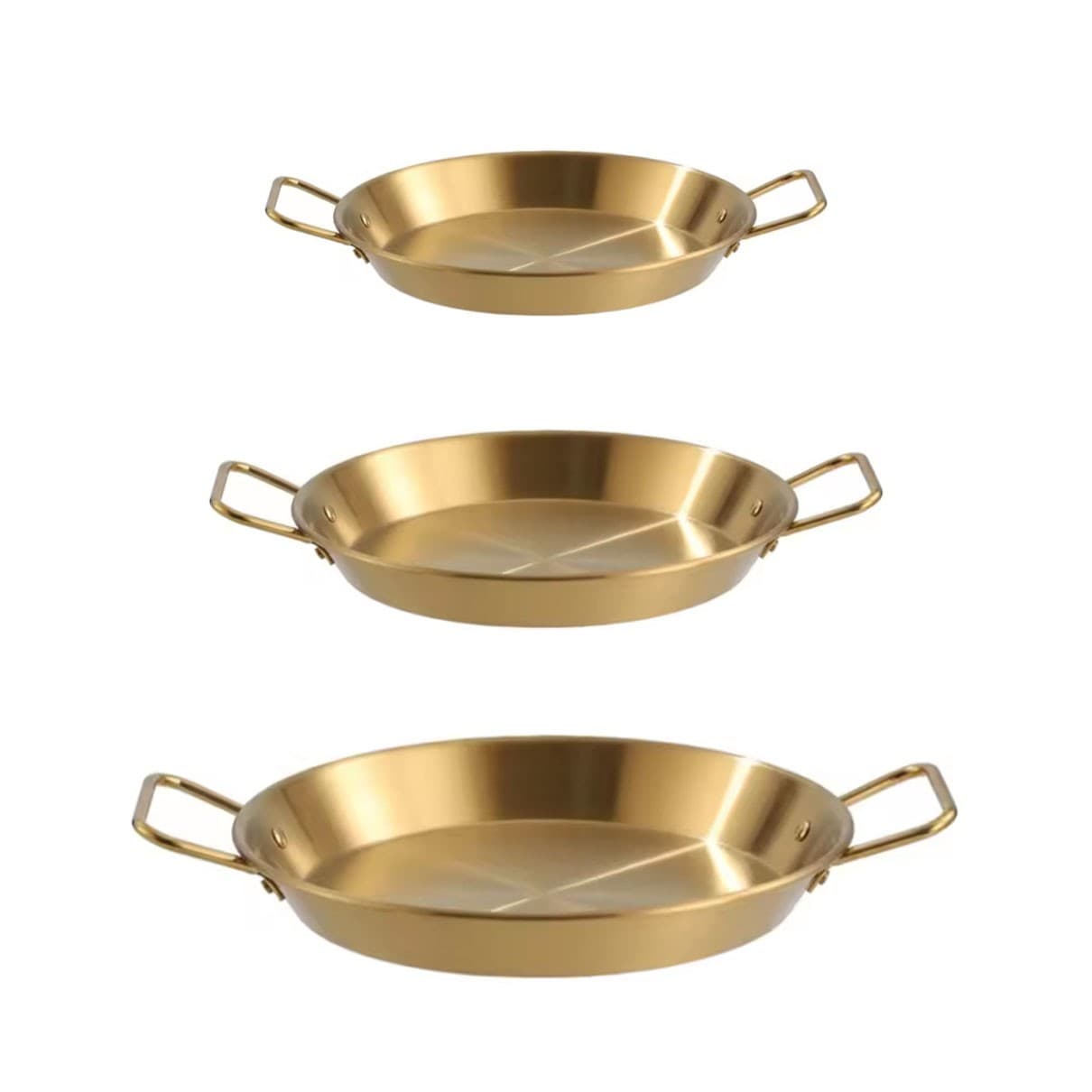 3pcs Stainless Steel Double Ear Seafood Rice Pot Frying Pan Crayfish Plate Pan