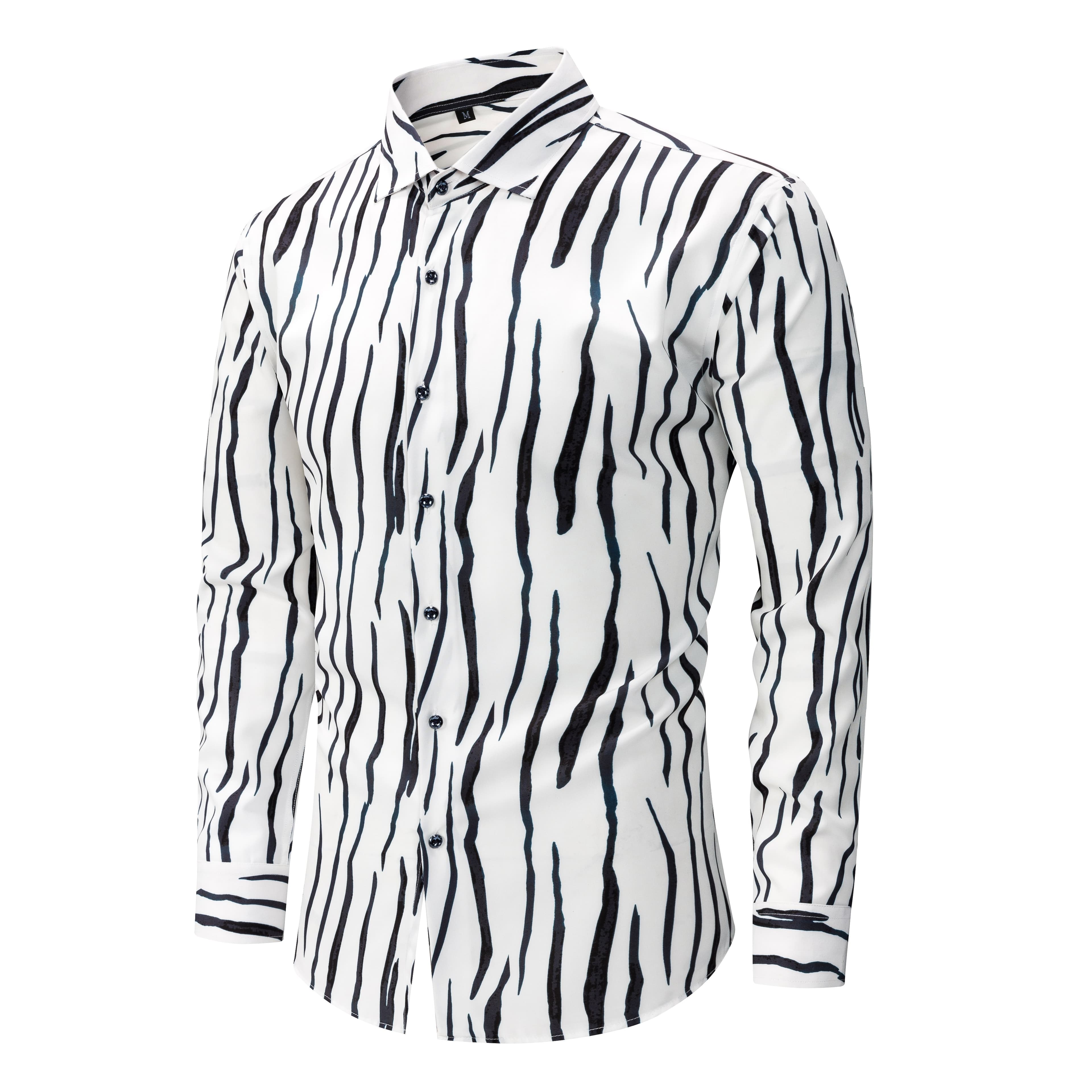 Jana Men's Stretch Wrinkle-Free Digital Print Long Sleeve Shirt, Cross-border Supply, Fashion Casual Vacation Shirt For Men