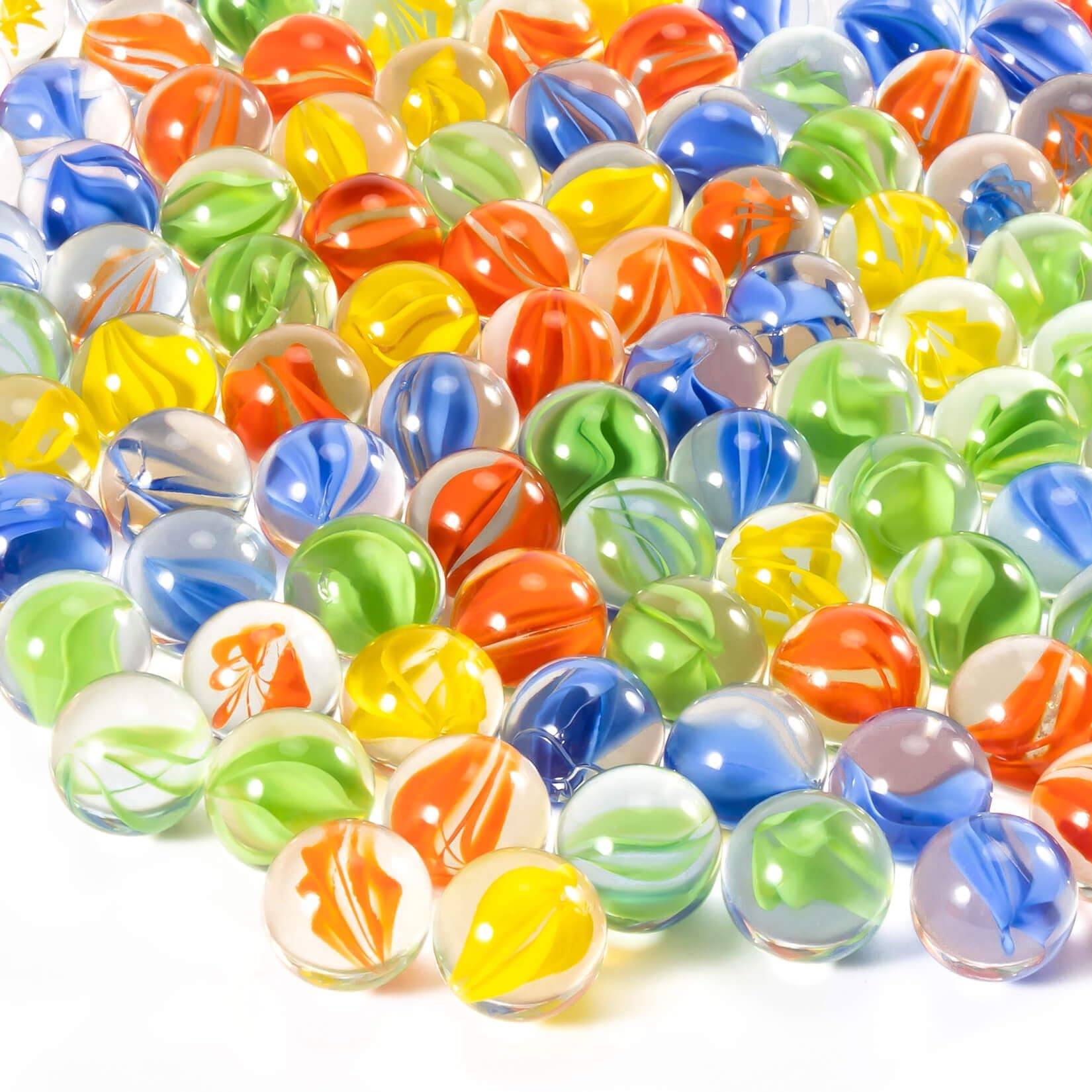 Glass Marbles - Bulk Cat Eye Mix 4 Colors Medium Sized Thick Marble Decorative Gift Retro Game With 14mm For Bounce,Chinese Checkers Board Game,Vases,Party Decor