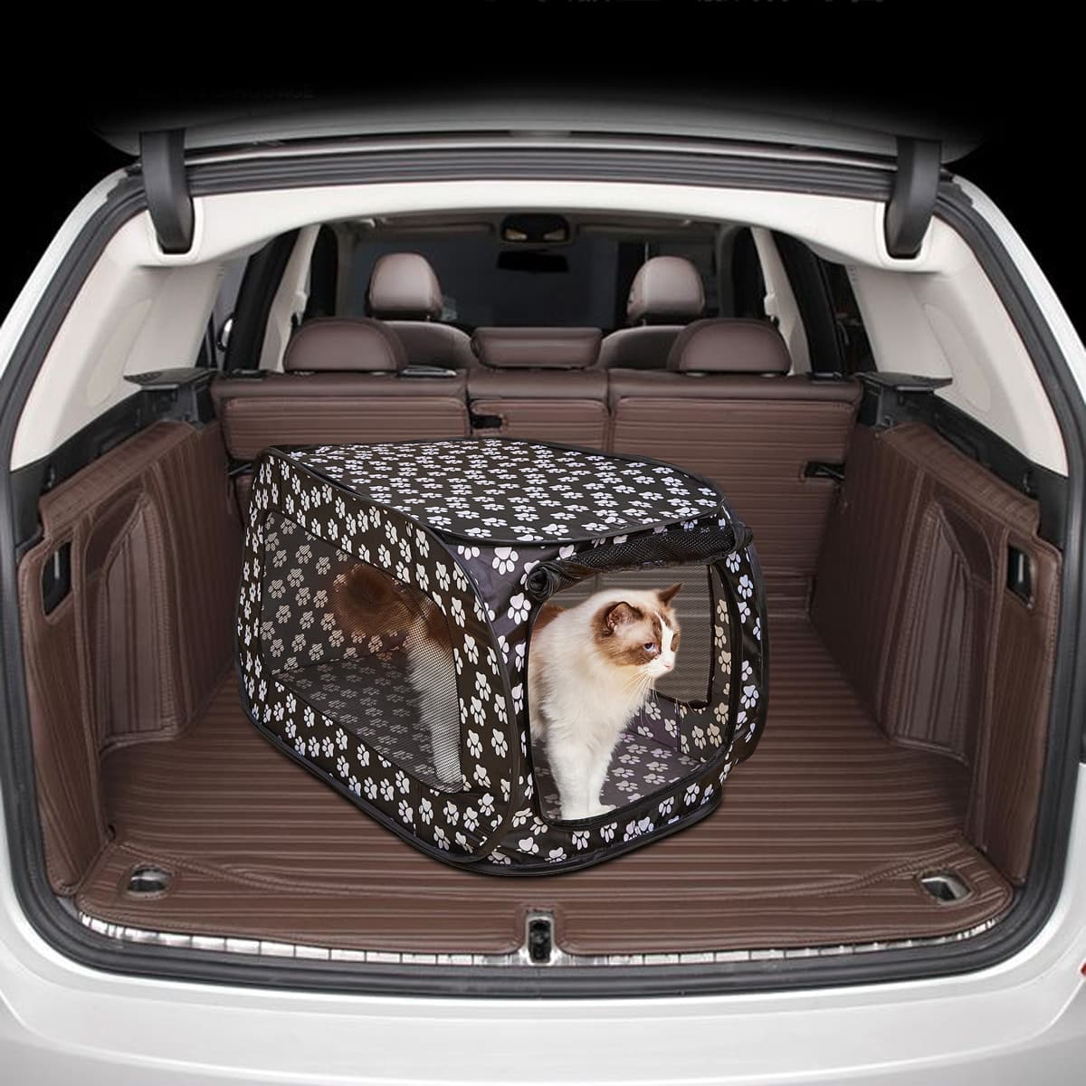 1PC Indoor & Outdoor Foldable Portable Pop-Up Pet Carrier Tent With Mesh Window Zippered Door For Pet Small Dog & Cat Travel Carrier