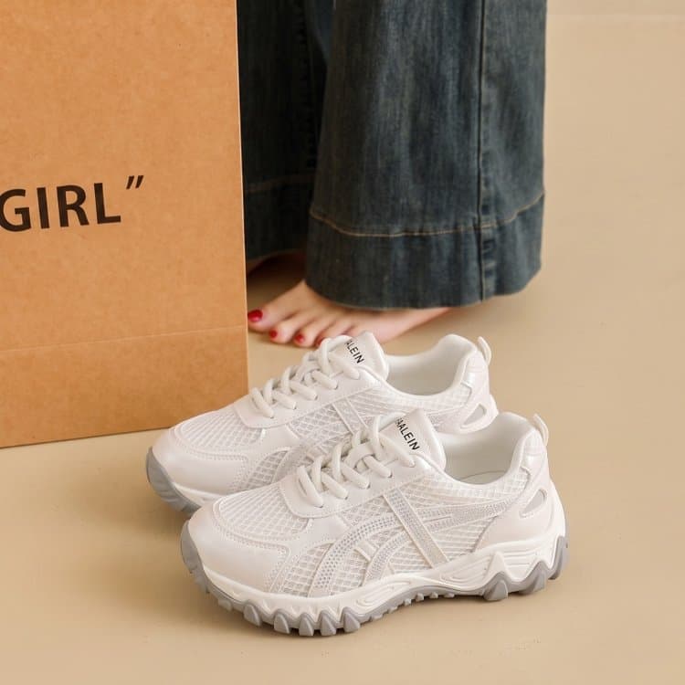 2026 Summer New Women's Breathable Mesh Hiking Sneakers HollowOut, Lightweight Thick Sole, Trendy Casual Outdoor Shoes