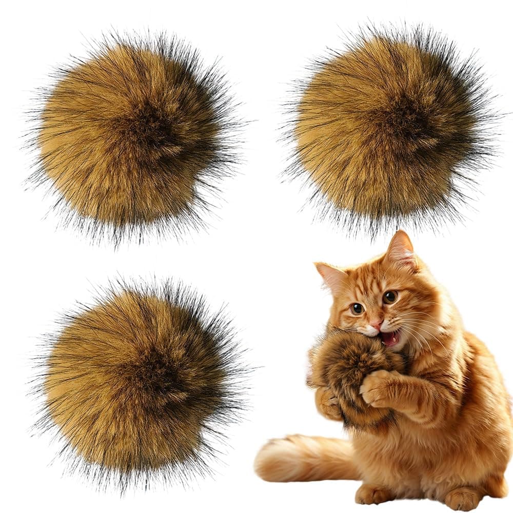 Cat Toy Faux Rabbit Fur Ball,Soft Rabbit Fur Catnip Balls,Fluffy Catnip Toy For Indoor Cats,Washable & Fun To Chase For Exercise And Bonding