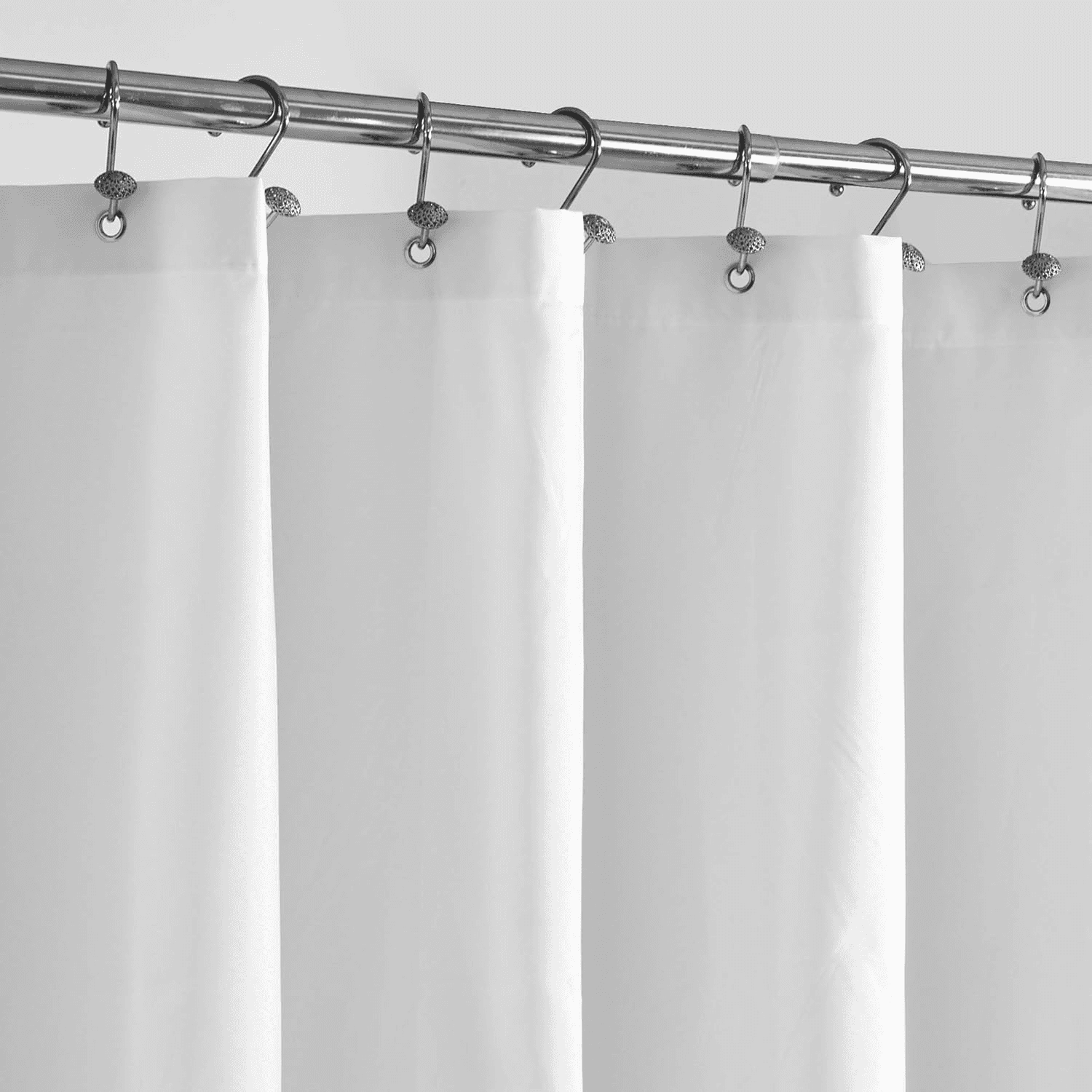 White Waterproof Fabric Shower Curtain Liner 72 X 72 Inch Durable Bathroom Shower Curtain With Easy-Hang Design