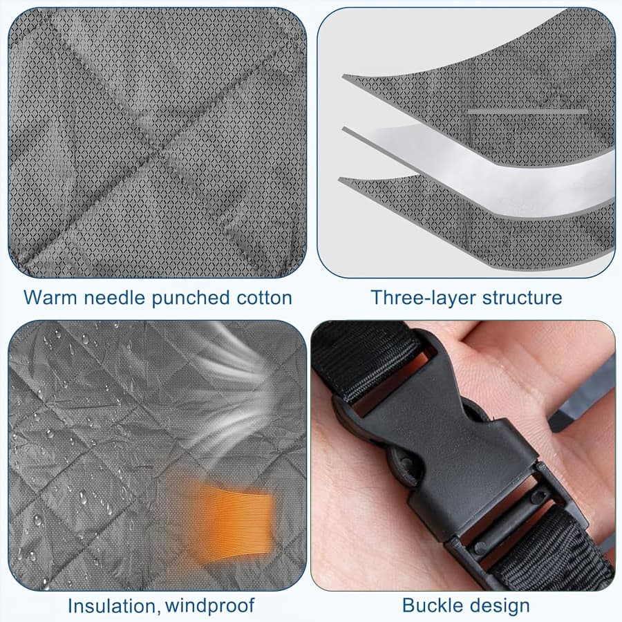 No Drill Thick Quilted Window Thermal Curtain, Wind Cold Insulation Foldable Roll Up Window Drape, Energy Saving Warm Window Cover For Home Rental Basement Winter Cold Protection