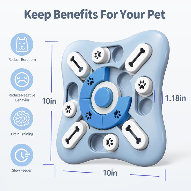 Dog Toy Interactive Puzzle IQ Treat Food Puzzle Game Dog Mental Stimulation Blue