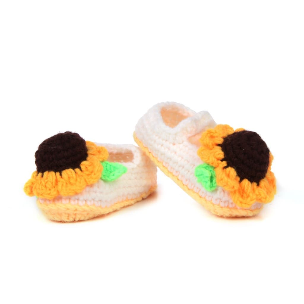 Hand Knitted Yarn Baby Booties, Soft Knit Infant Shoes For Boys & Girls