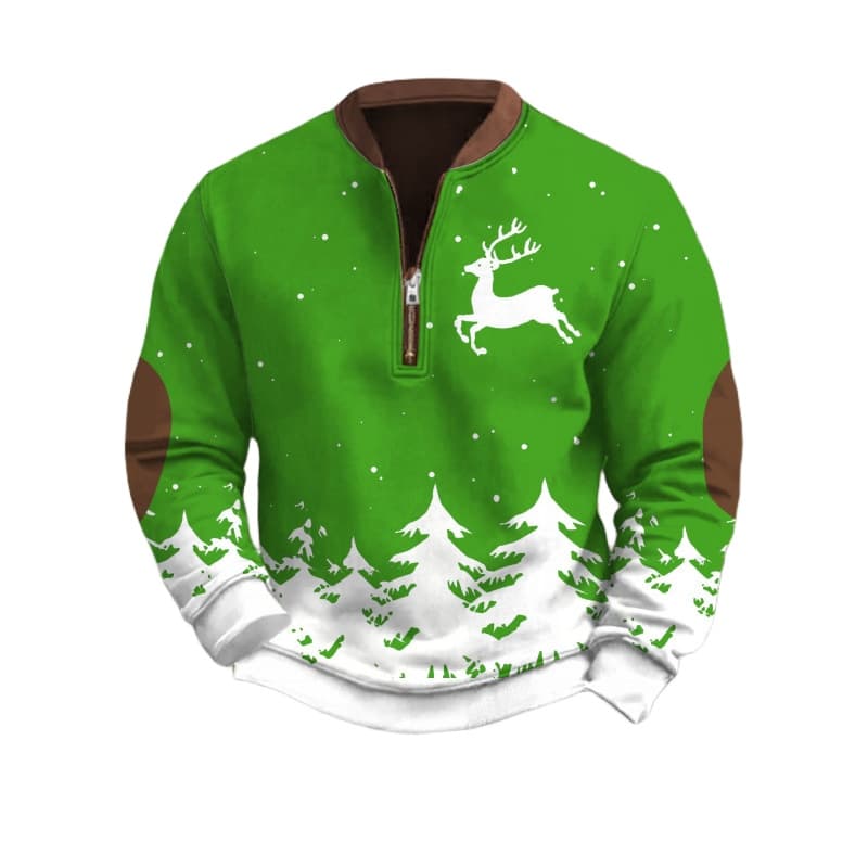 Cross Border European And American Zipper Hoodie Men's 3D Printed Men's Half Zipper Hoodie European And American Autumn And Winter Printed Hoodie