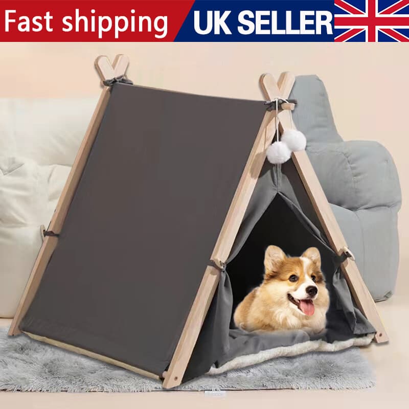 Large Pet Teepee Bed Dog&Puppy&Cat&Kitten Igloo Play Tent Tipi House Cushion Mat