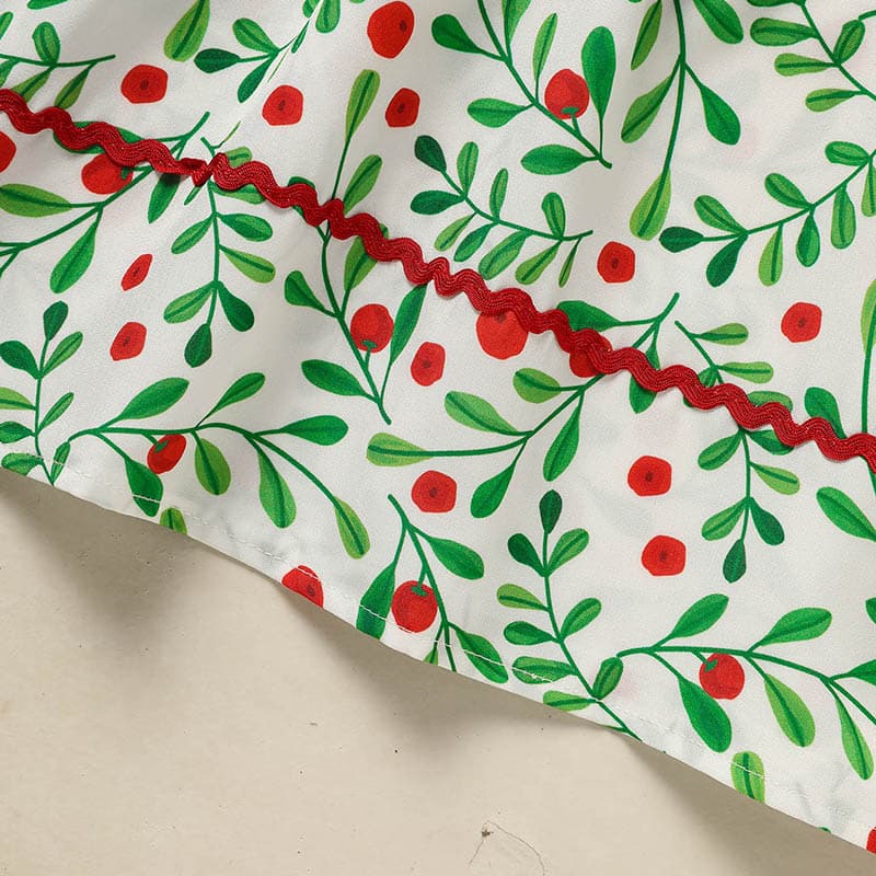 Toddler Infant Baby Girls Christmas Dress Short Sleeve Christmas Tree Embroidered Plaid Casual Party Dresses