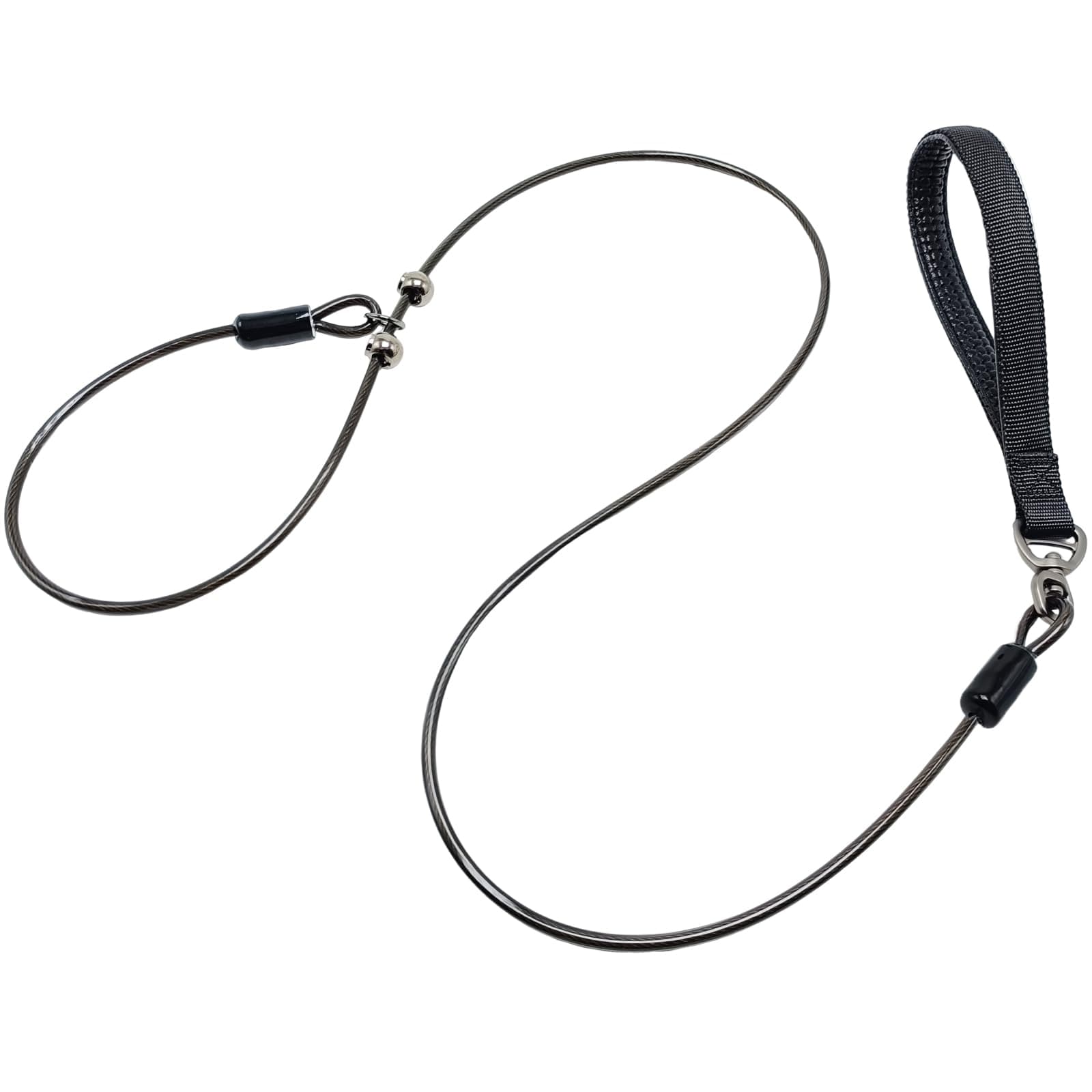 5FT Cable Slip Lead Dog Leash Chewproof Steel Wire Dog Lead Up To 125 Lbs 5mm Thick Rope For Medium Large Dog Training Walking With Soft Handle