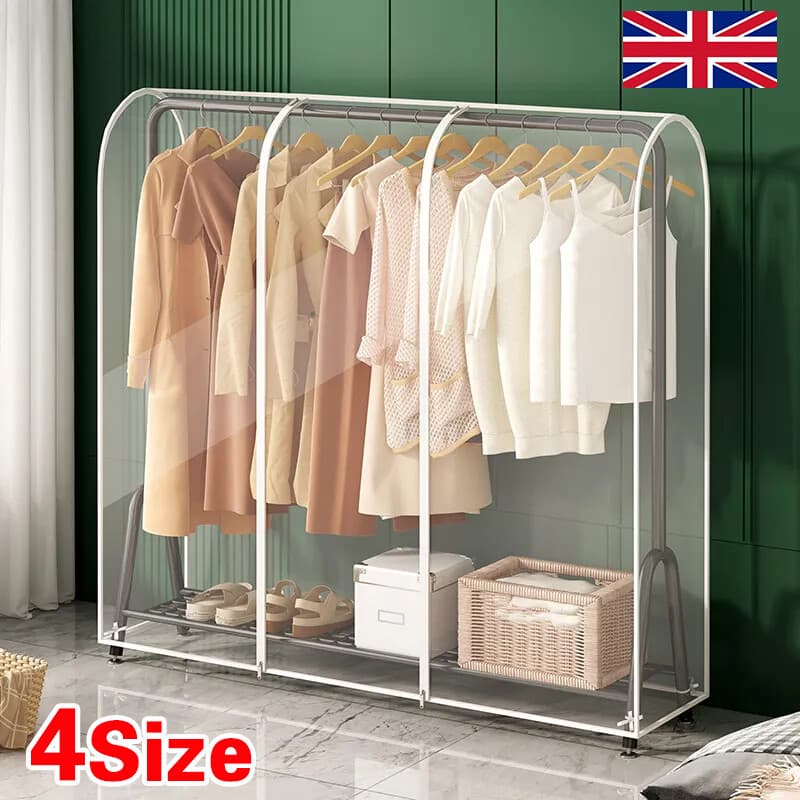 Transparent Clothes Garment Rail Rack Strong Zipped Cover Clear Protective Zip..Garments Rail Not Include In This Sale Only Clear Rail Cover