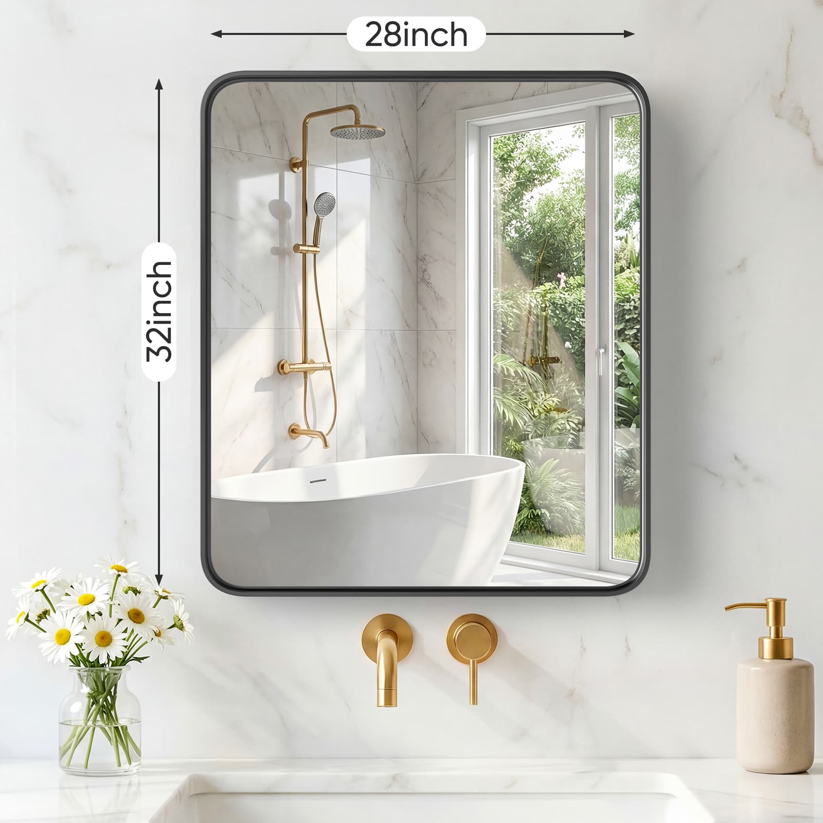 Wall Mirror With Rectangular Metal Frame