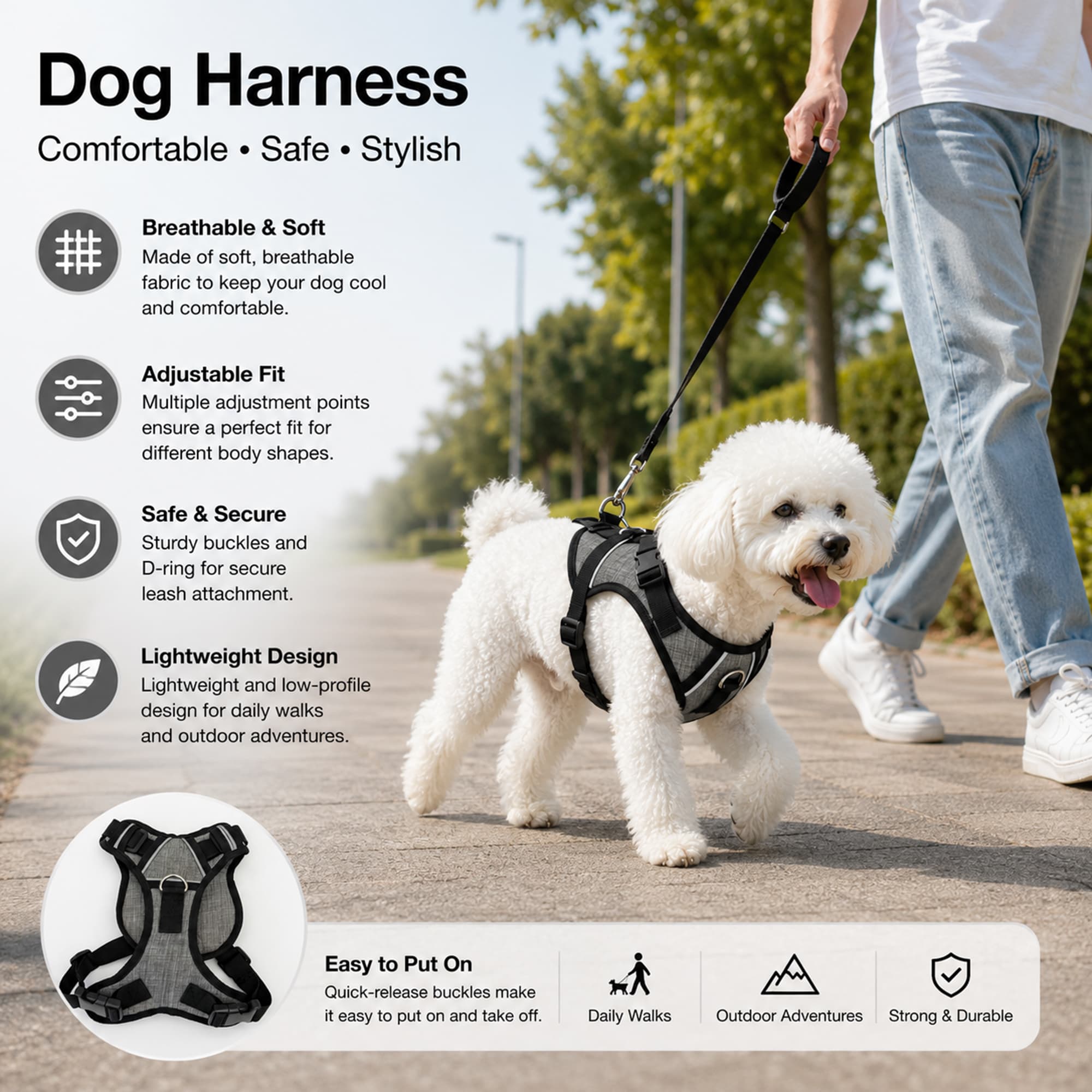 Breathable Chest Strap, Reflective, Adjustable, Stable, Anti Slip, Anti Slip, Lightweight And Durable Traction Vest