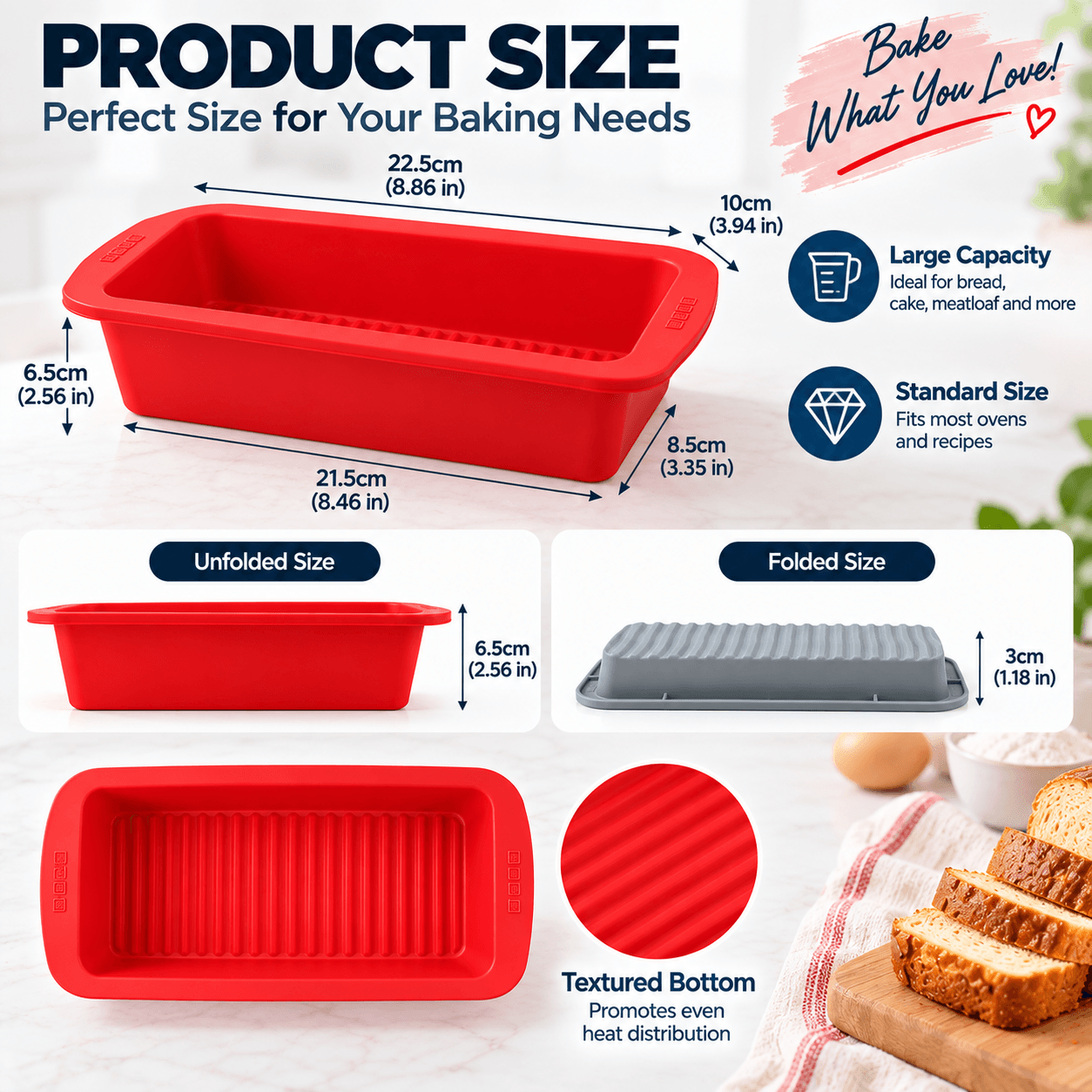 Silicone Loaf Pan Non Stick Bread Cake Baking Mold Reusable Rectangular Bakeware