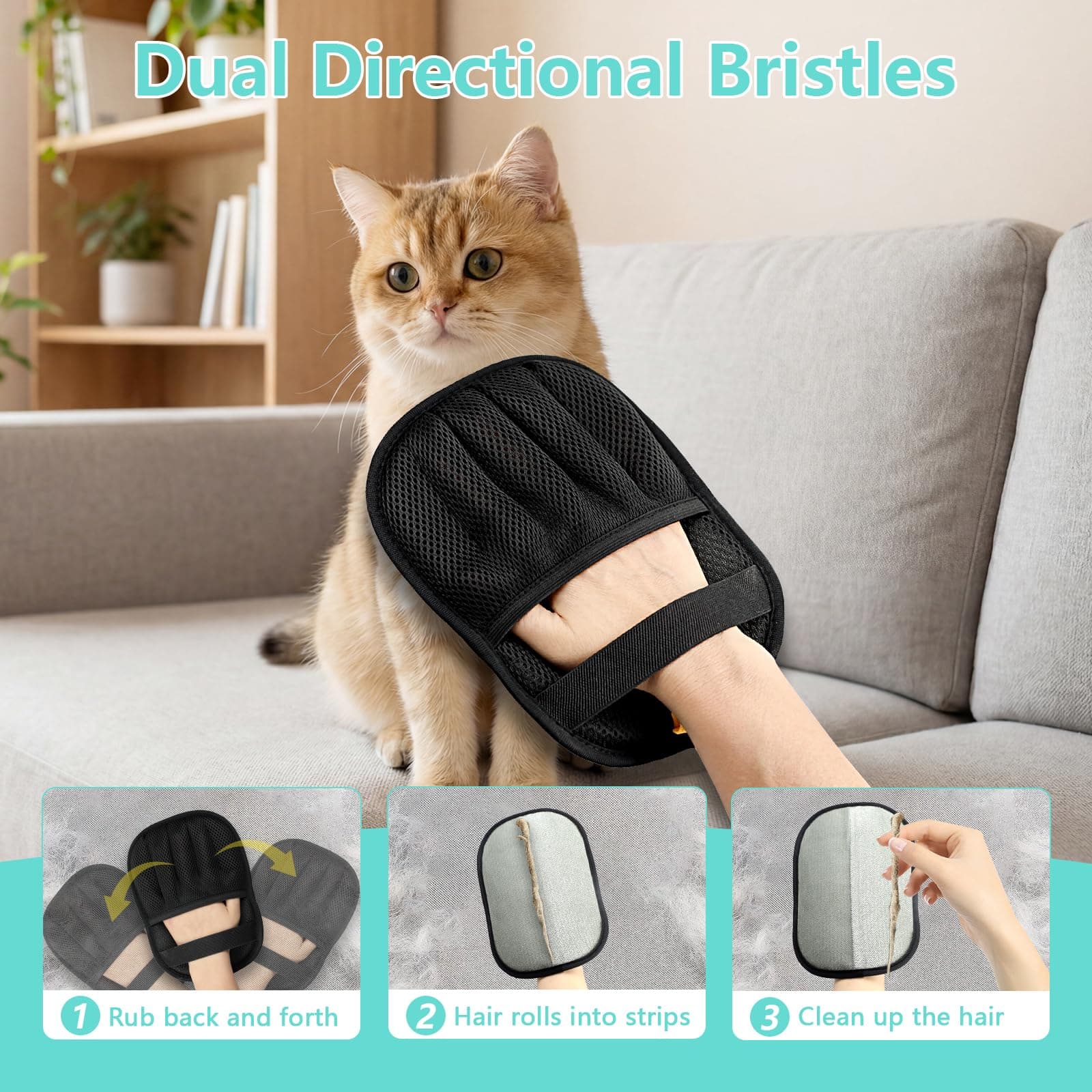 1pc New Upgrade Pet Hair Removal Glove For Dogs & Cats, Electrostatic Reusable Magic Brush Removal Glove, Washable Pet Hair Remover Tool For Clothing, Sofa, Rug, Auto Interior