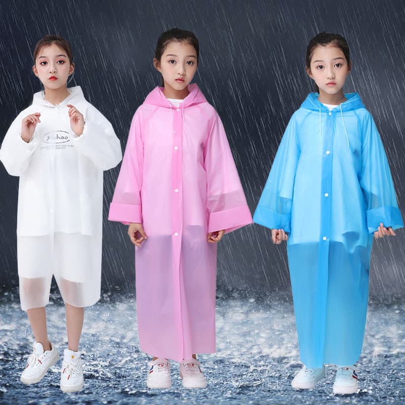 2PCS Children Kid Hooded Rainsuit Rain Cover Poncho Raincoat Coats Waterproof
