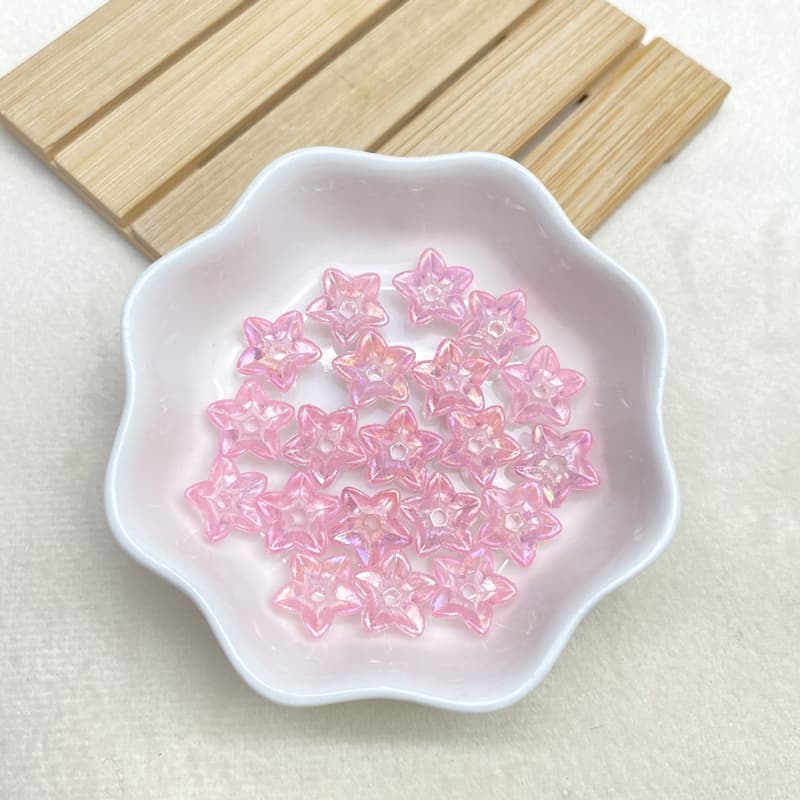 Translucent Flat-Back 5-Petal Acrylic Flower Beads, Center-Hole Charms For DIY Hanfu Hairpins, Hair Clips & Jewelry Making.