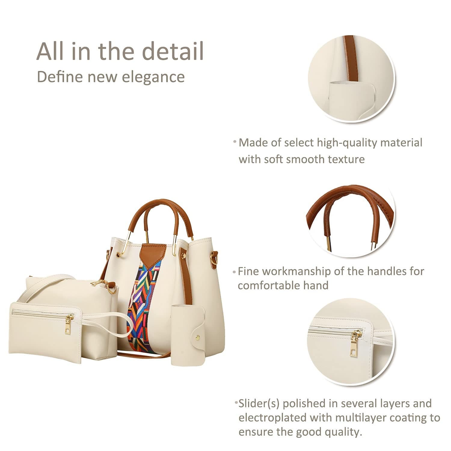 Women Handbags Shoulder Bags 4 Pcs Handbags For Ladies Top-Handles Crossbody Bags Purse Wallet