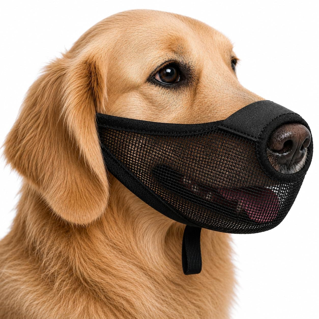 Dog Muzzle, Soft Air Mesh Muzzles For Large Sized Dogs, Breathable Dog Mussels For Scavenging Biting Licking & Barking, Adjustable Mouth Guard With Front Opening, Allows Panting And Drinking