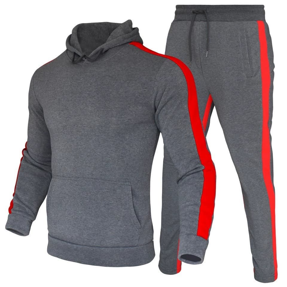 Men's Solid Hoodie Sweatshirt Tracksuit, Spring Autumn Casual Sports 2 Piece Set