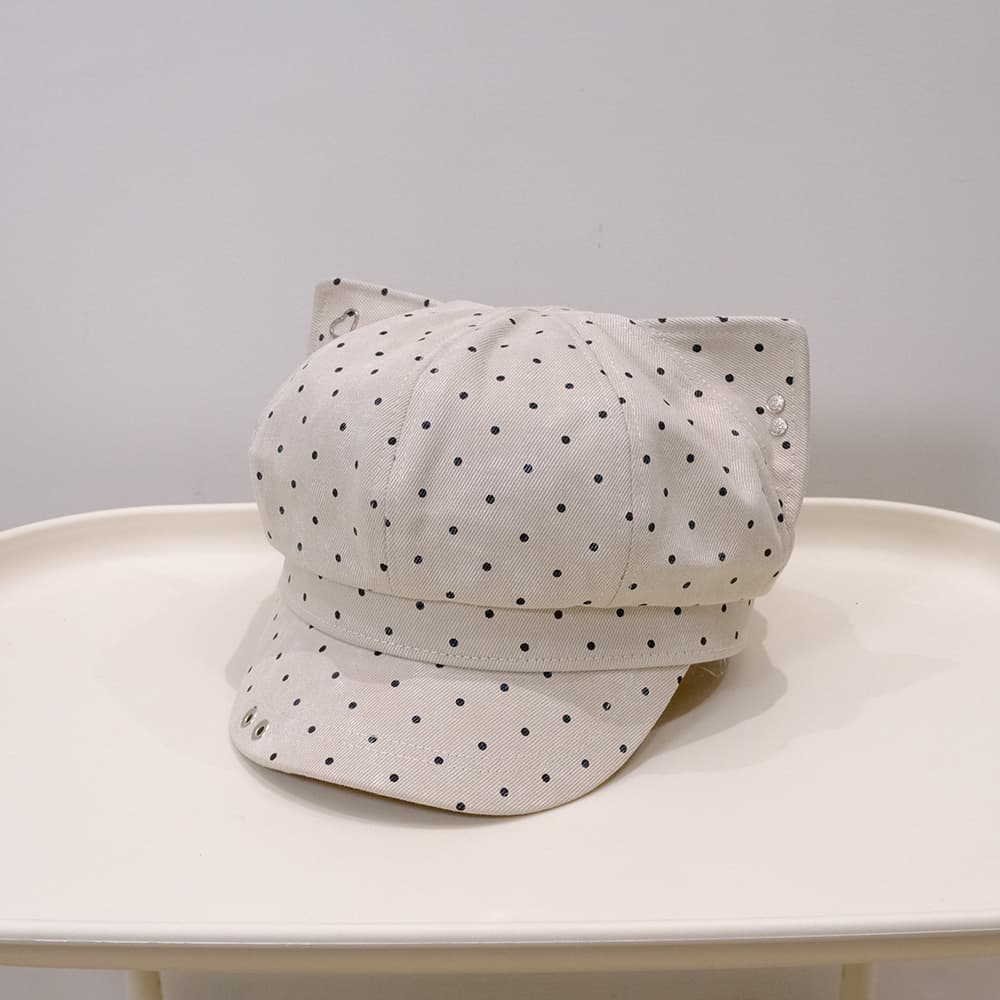 Korean-style Cute And Sweet Polka Dot Newsboy Hat Suitable For Spring And Autumn, Versatile For Casual Wear, Painter's Hat