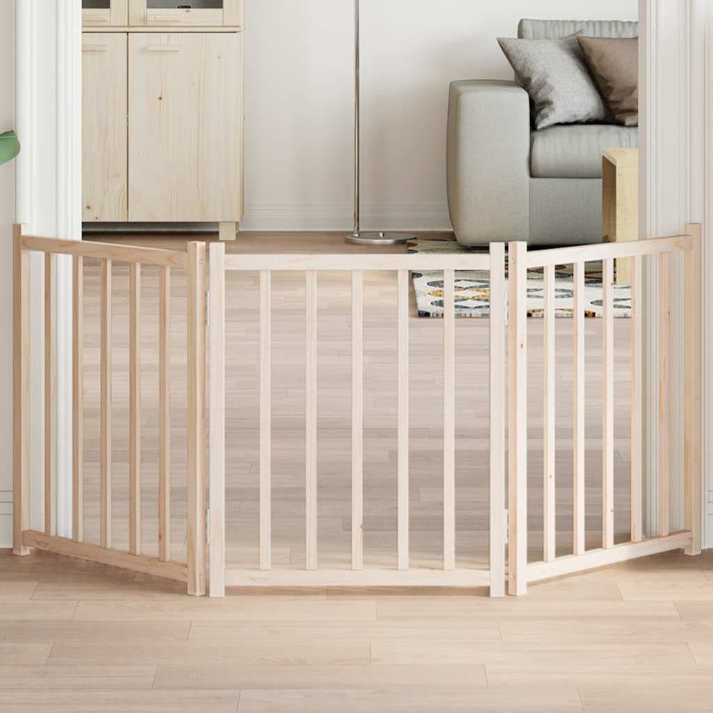   3-piece foldable dog gate, 150 cm, solid fir wood