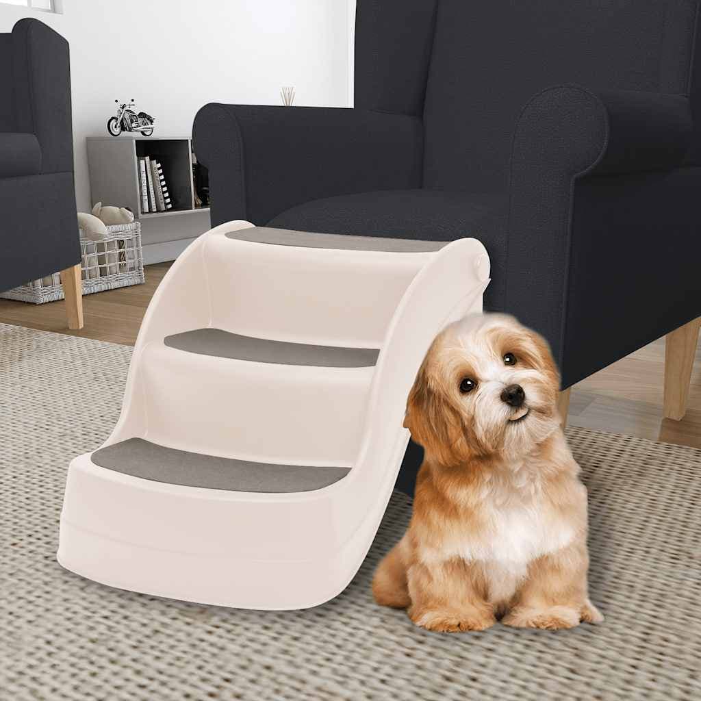   3-Step Foldable Dog Staircase, Cream, 50x