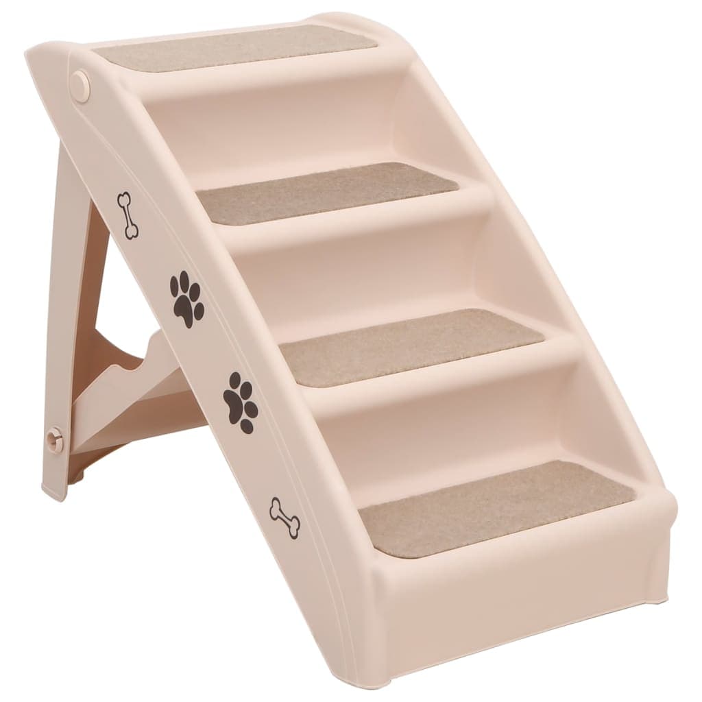 Foldable Dog Stairs Cream 62x40x49.5 cm Dog Stairs
