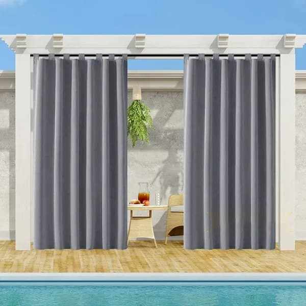 Gray Smooth 50 In. W X 108 In. L Other Blackout Outdoor Light Filtering Curtain (Single Panel), Silencer Clip