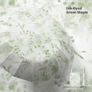 Guofengqing Umbrella-16 Bones-Ink Dyed Maple Outer Flowers-Polyester Fiber + Alloy Frame-1