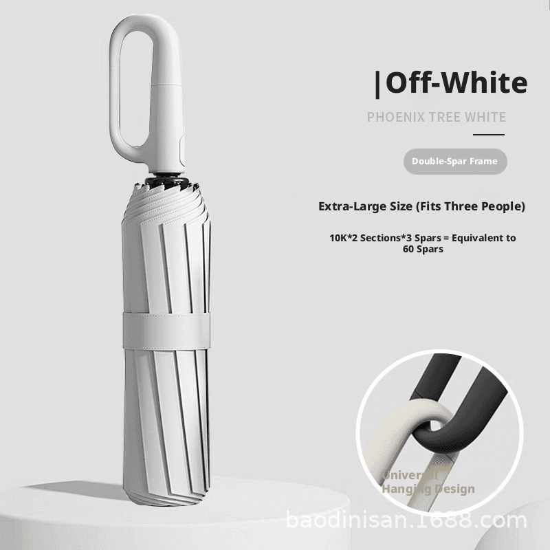 Ring buckle automatic umbrella-10 bones-beige white-glass fiber + paint iron frame-1