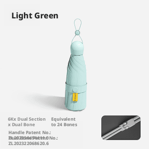 Mini sunny umbrella-6 bones-light green-polyester fiber + alloy frame-1