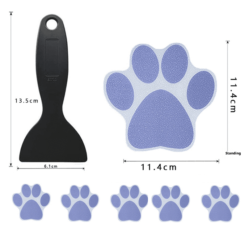 Cartoon anti-slip sticker-dog claw-blue-11 * 11cm-with black scraper-PEVA-12 pieces