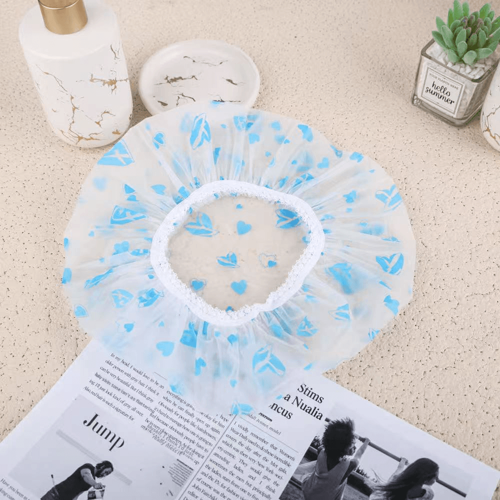 Shower cap-lace style-love style-blue-1 piece