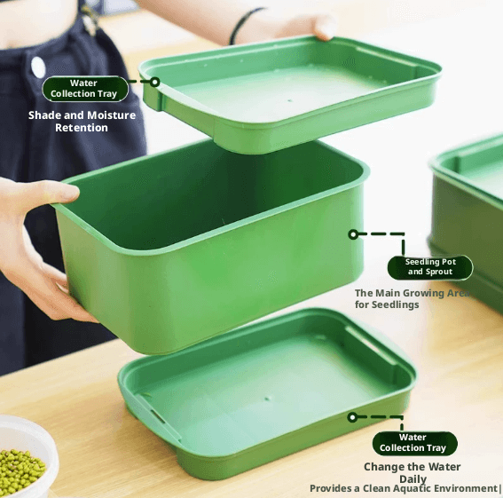 Nurturing tray-Small hole grid-excluding 2 water collecting trays-green-pp material-1 pack