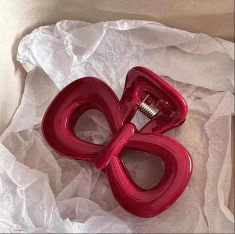 Wave dot grabbing clip-red-bow model-1 piece