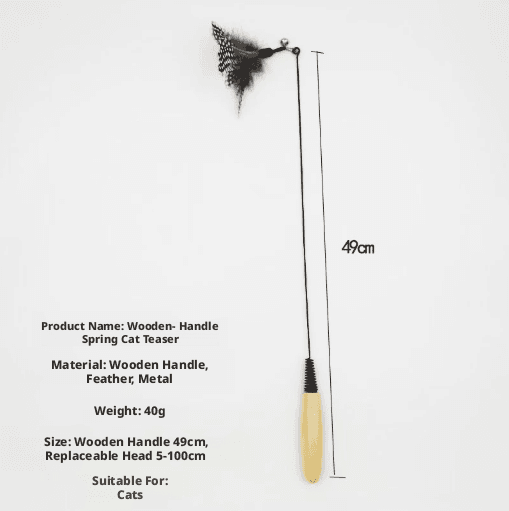 Cat teasing stick-single feathered head-1 piece