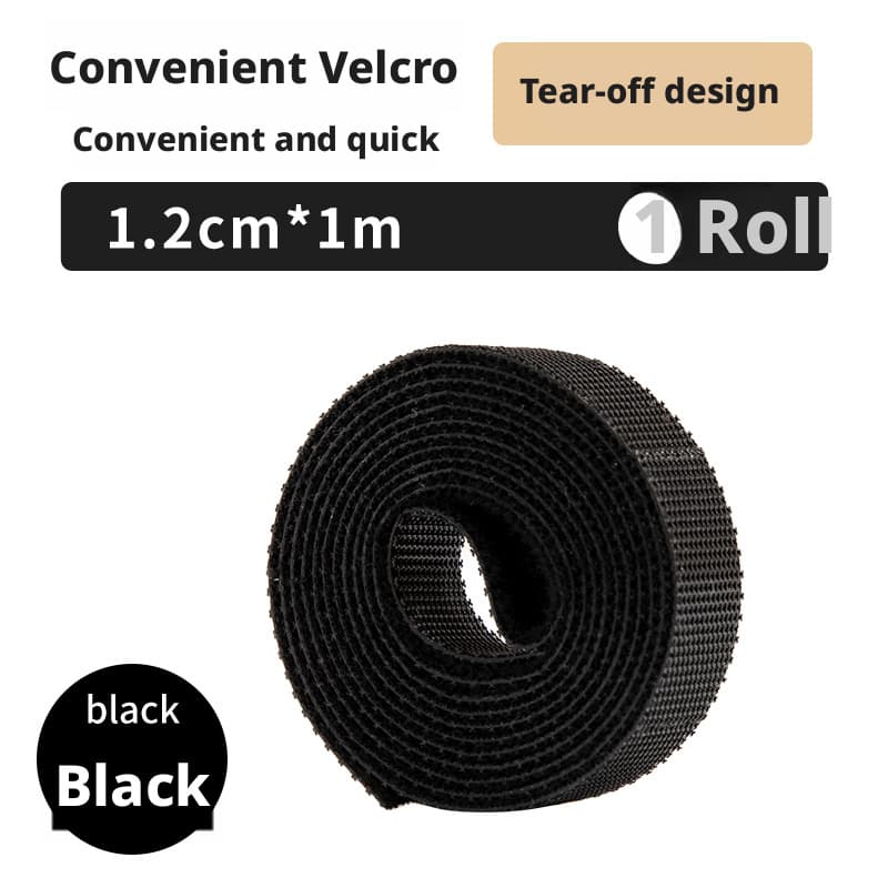 Velcro strap-black width 12mm long 1 meter long-hand-torn model