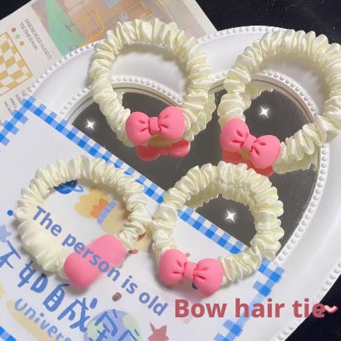 Cute and versatile bow hair cord-white-1 piece