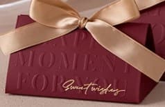 Wedding candy box-1 large wine red-with ribbon