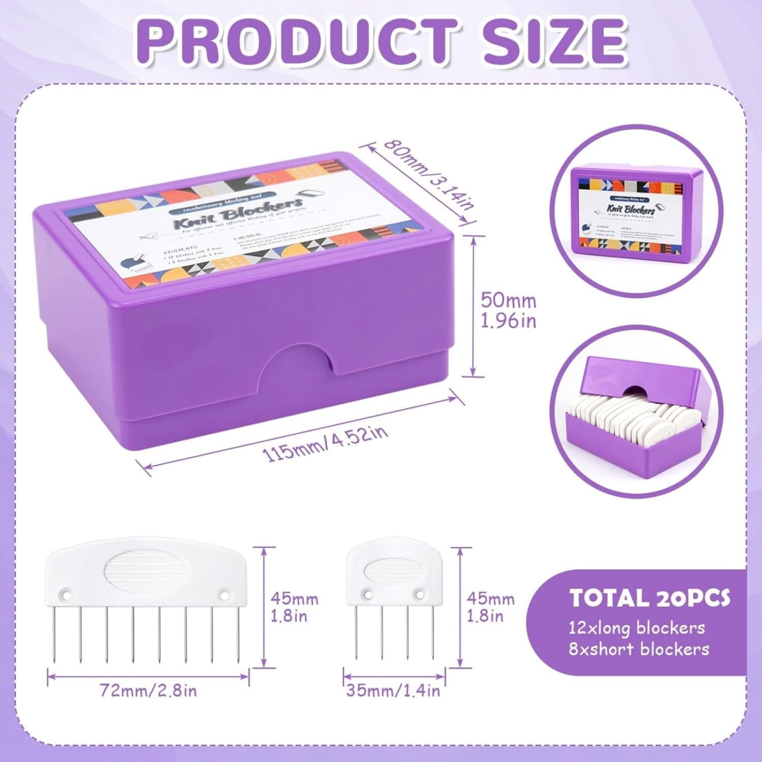 20-piece Knitting Needle Set, Including 12 8-pin Needles And 8 4-pin Tension Needles, For Handicrafts And Crafts