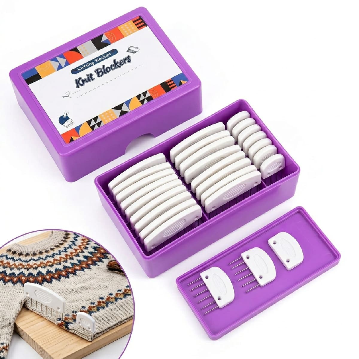 20-piece Knitting Needle Set, Including 12 8-pin Needles And 8 4-pin Tension Needles, For Handicrafts And Crafts