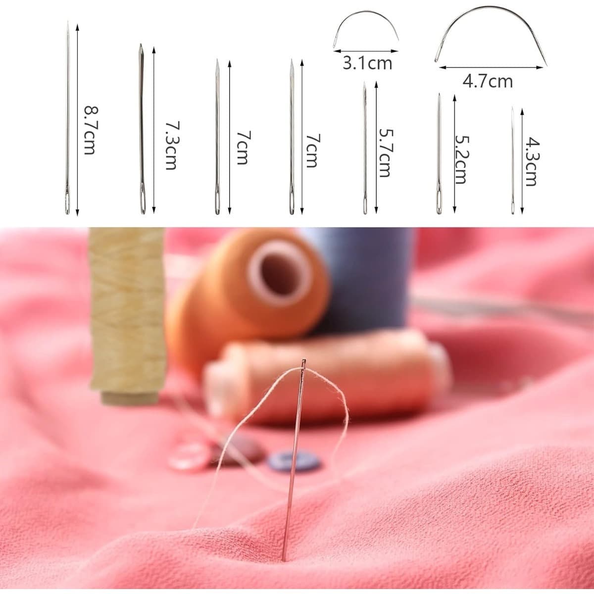 22-Piece Leather Sewing Kit For Leather Crafts. The Leather Sewing Kit Includes A Leather Awl, Hand Leather Needles, 8 Spools Of Waxed Leather Thread, And 9 Leather Needles—sewing Accessories