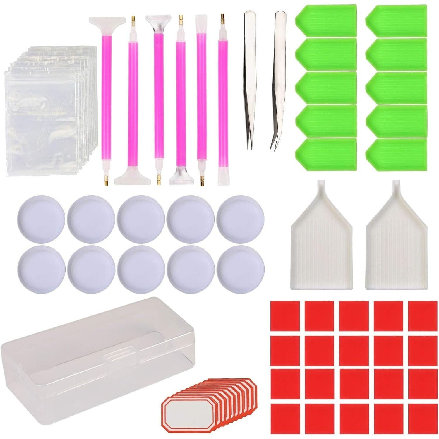 Diamond Painting Set -111-Piece DIY Cross-Stitch Tool Set,Embroidery And Sewing Accessories Includes: Quick-Point Pen, Adhesive Accessories, Plastic Tray, Tweezers, Pouch, And Storage Box For Adults