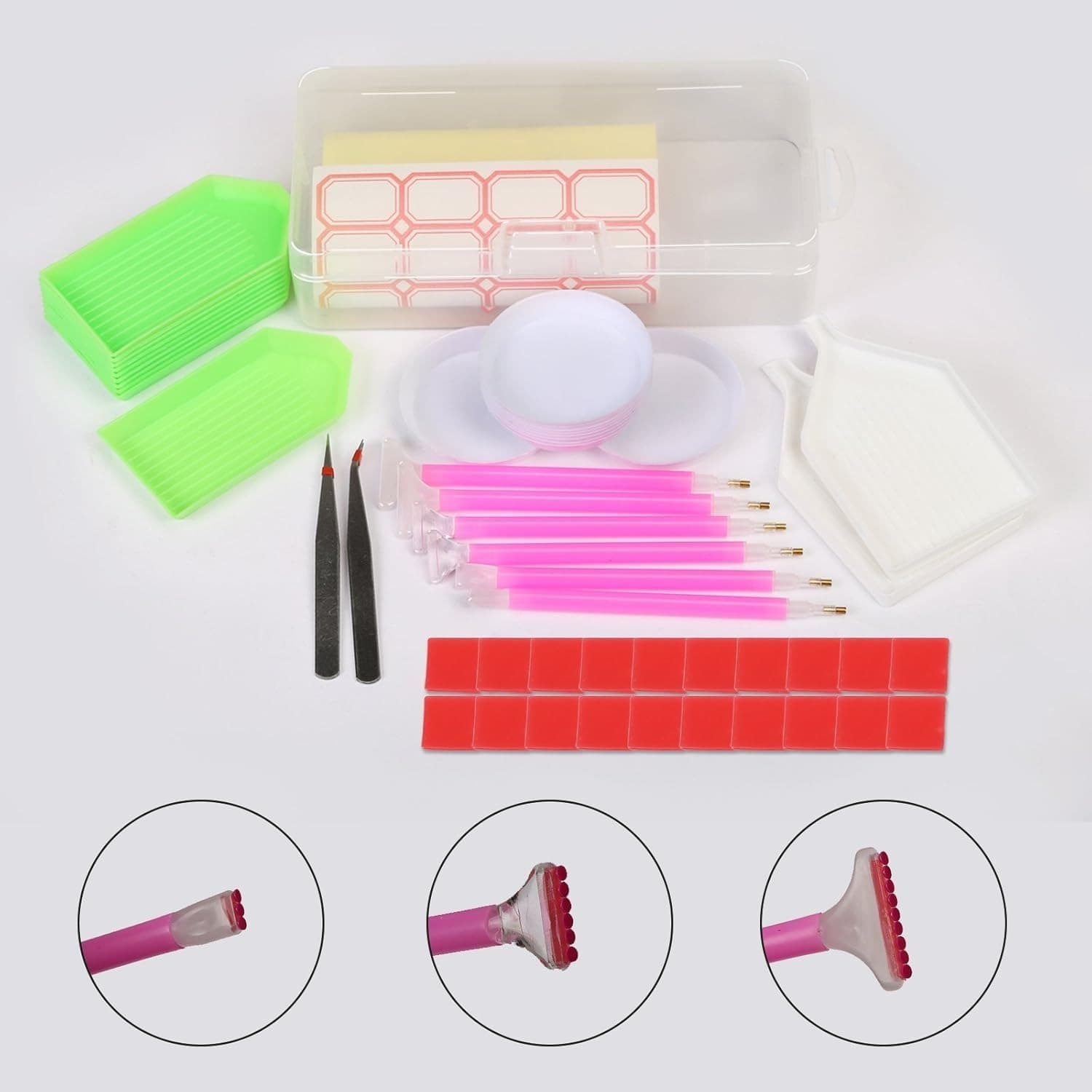 Diamond Painting Set -111-Piece DIY Cross-Stitch Tool Set,Embroidery And Sewing Accessories Includes: Quick-Point Pen, Adhesive Accessories, Plastic Tray, Tweezers, Pouch, And Storage Box For Adults