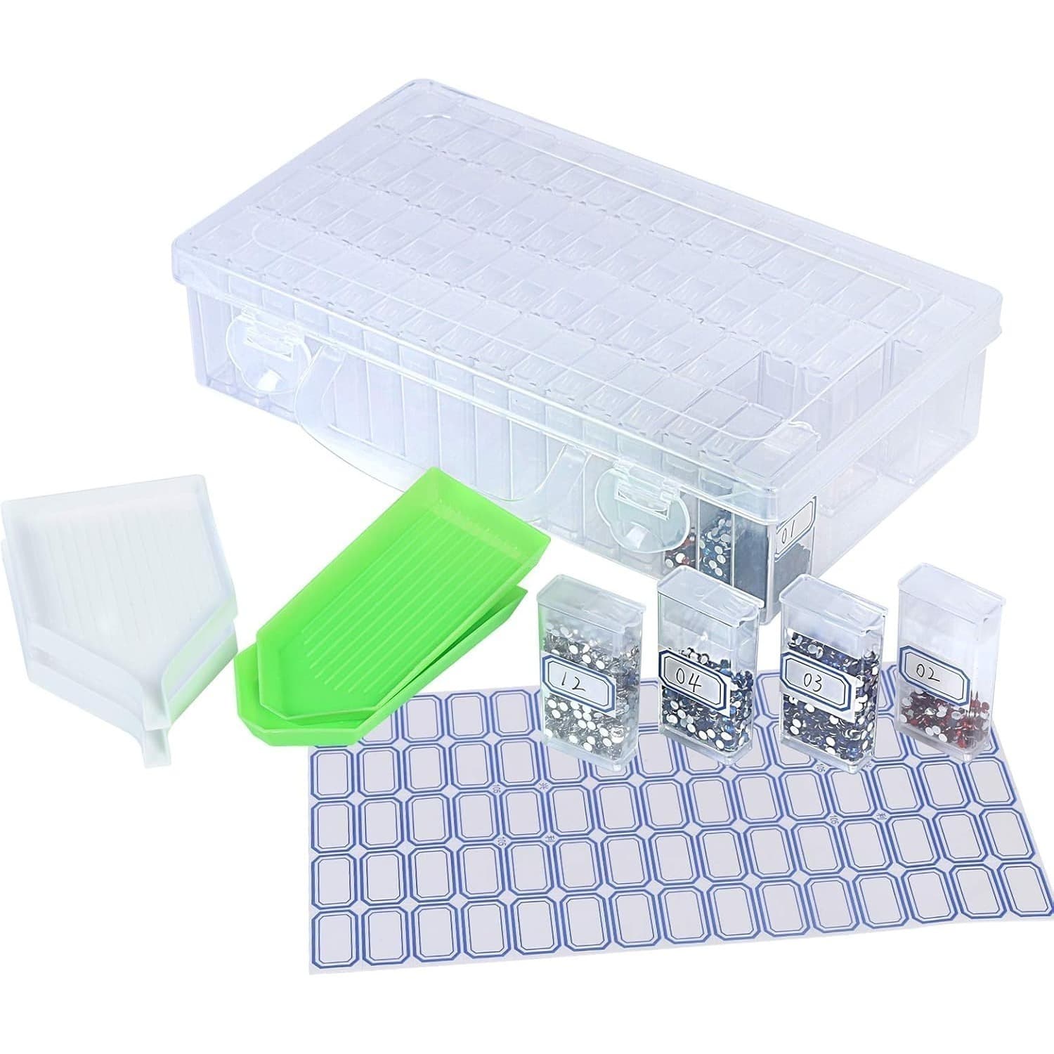 Diamond Painting Accessory Set With 4 Trays, A 64-Compartment Box, And Label Storage Products