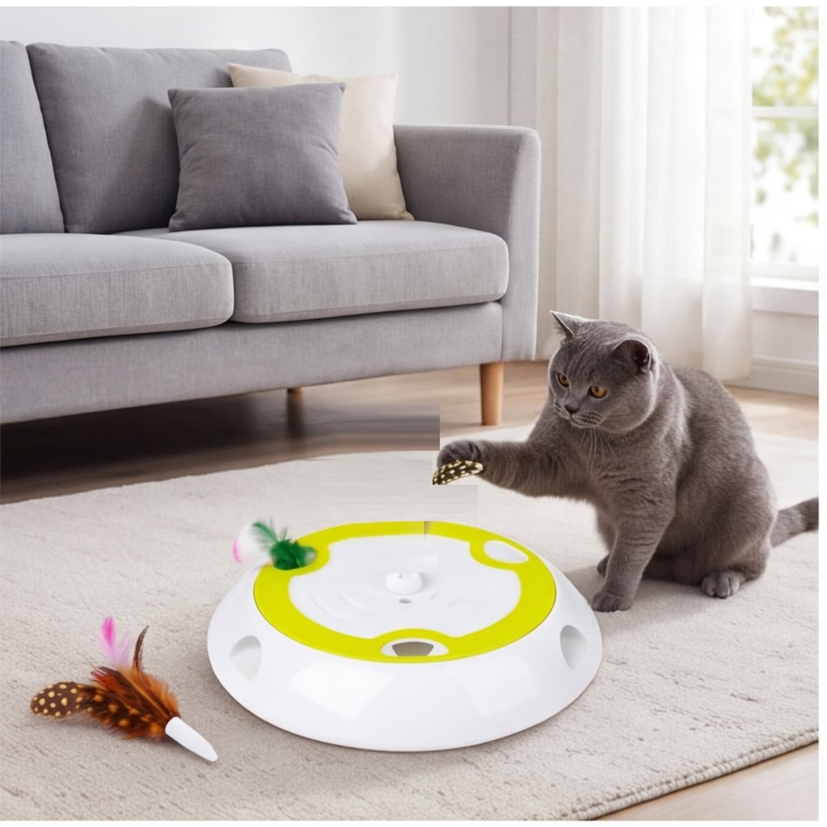 Interactive Cat Toy, 1 Toy With 2 Replacement Parts—Party Supplies Set